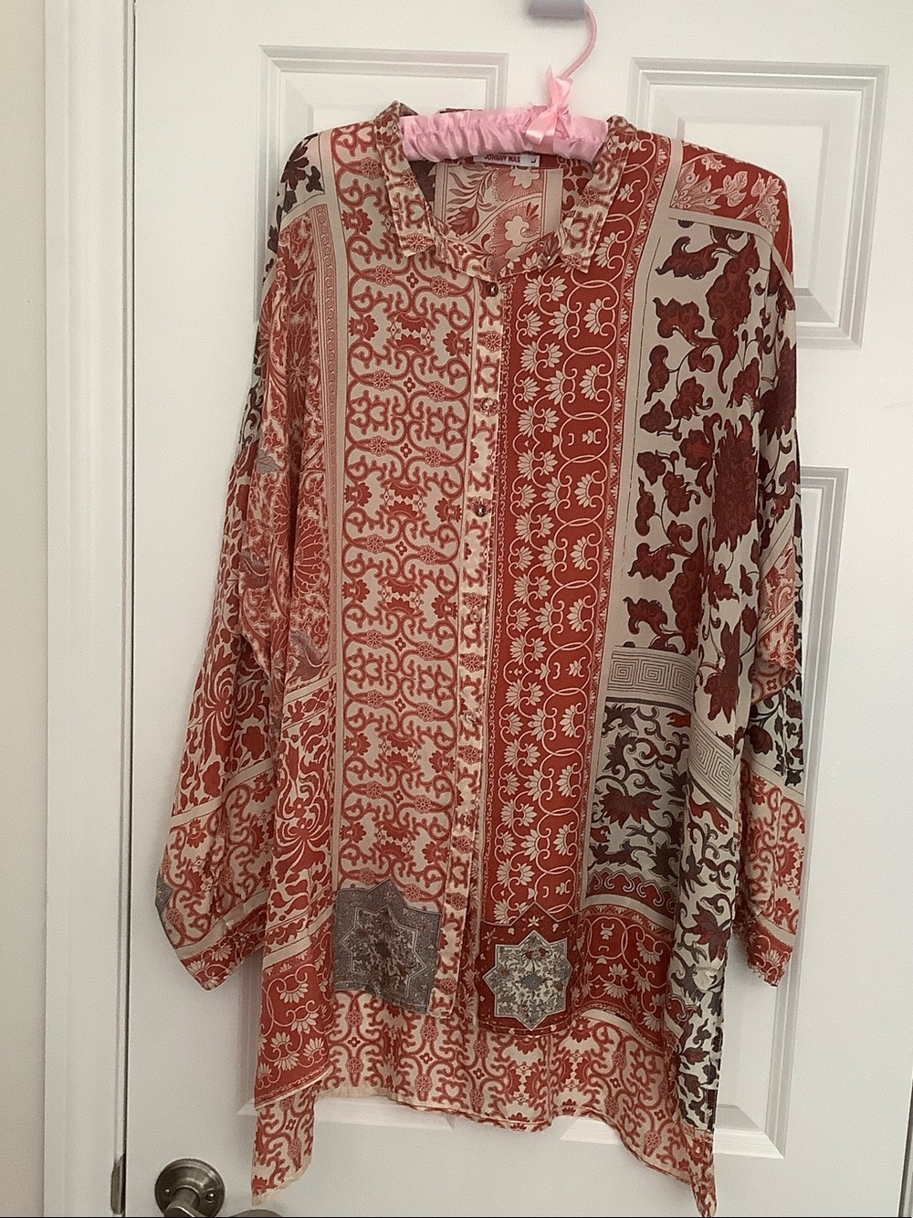 Johnny Was Audrey Long Sleeve Tunic Silk Top -